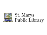St Marys Public Library logo in black, with a computer icon 