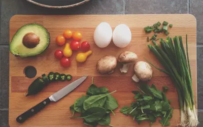 Food on cutting board